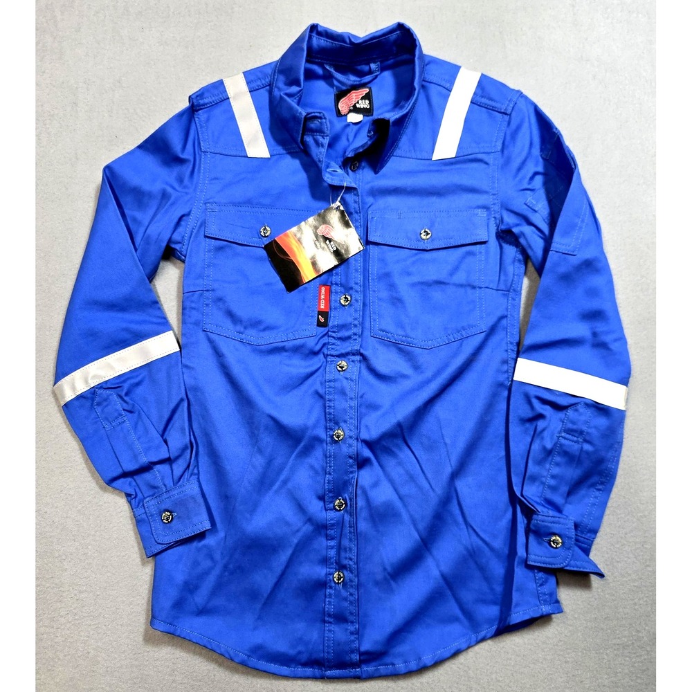 Red Wing Women's S Blue Reflective Hi-Vis Work Shirt Long Sleeve Safety Snaps